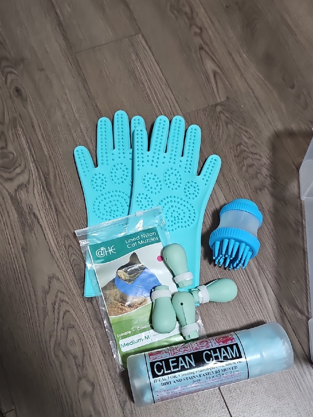 Blue Silicone Pet Grooming Gloves + Brushes